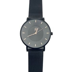 SK Shengke Unisex Watch 36mm - Black and Rose Gold - Mesh Band - New Battery